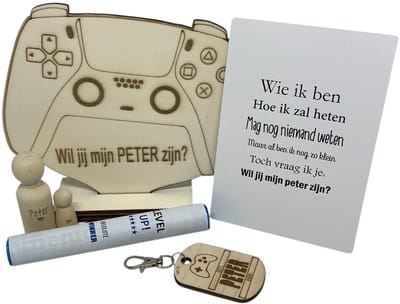 Geschenkbox wil jij mijn PETER zijn? | blauw | CONTROLLER | liefste peter | peter vragen | meter worden | peetoom vragen | peetoom worden | cadeau | geschenkdoos | giftbox