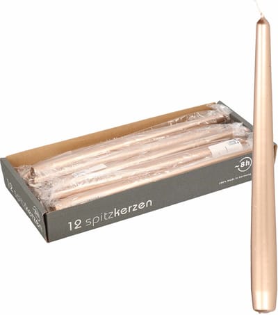 24x Metallic antiek gouden dinerkaarsen 25 cm 8 branduren - Geurloze kaarsen antiek goud - Tafelkaarsen/kandelaarkaarsen