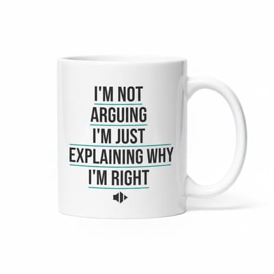 330ml Grappige Quote Mok – Ik discussieer niet, ik leg gewoon uit waarom ik gelijk heb – Sarcastisch Cadeau voor Hem & Haar