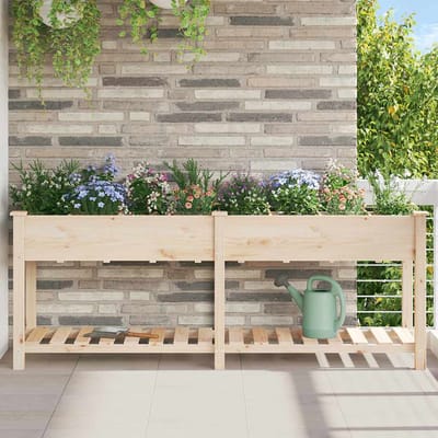 vidaXL - Plantenbak - Beige - 203,5 - x - 53 - x - 76,5 - cm - Massief - Vurenhout