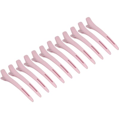 12 Pcs Pinces à Cheveux de Coiffure Antidérapantes Roses Bec de Canard pour Lissage au Fer, Coloration, Séchage au Sèche-Cheveux gray