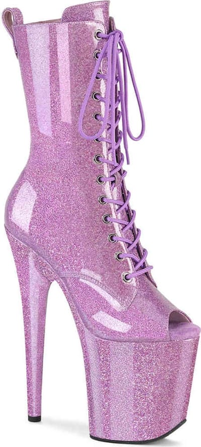 Pleaser - FLAMINGO-1041GP Plateau Laarzen, Paaldans schoenen - 35 Shoes - Lila