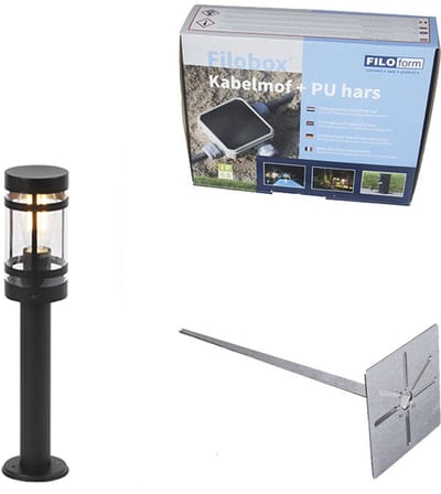 QAZQA gleam - Industriele Staande Buitenlamp | Staande Lamp voor buiten - 1 lichts - H 500 mm - Zwart - Industrieel - Buitenverlichting