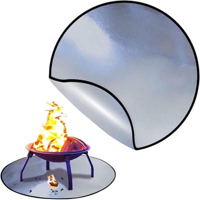 Vuurkorf Onderlegger - Beschermmat Terras - Terras Beschermen - Hittebestendig Glasvezel - Rond - Zilver