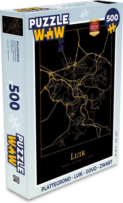 Puzzel Plattegrond - Luik - Goud - Zwart - Legpuzzel - Puzzel 500 stukjes - Stadskaart