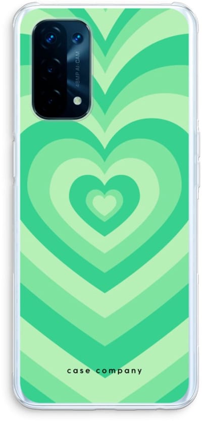 Case Company® - Hoesje geschikt voor Oppo A74 5G hoesje - Hart Groen - Soft Cover Telefoonhoesje - Bescherming aan alle Kanten en Schermrand