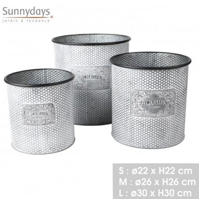 GARDEN & METAL "BLOOM" Set van 3 bloempotten in metaal PM: H22 cm, MM: H26 cm, GM: H30 cm