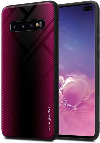 Cadorabo Hoesje geschikt voor Samsung Galaxy S10 PLUS in PAARS ROZE - Beschermhoes gemaakt van TPU silicone Case Cover en achterkant van gehard glas