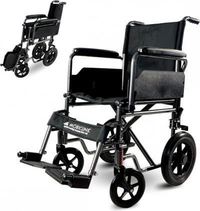 Mobiclinic S230 - Rolstoel - Voor volwassenen - Opvouwbare Rolstoel - Transportrolstoel - Opklapbaar - Voetsteunen - Armleuningen - Zwart - Zitting 40 cm