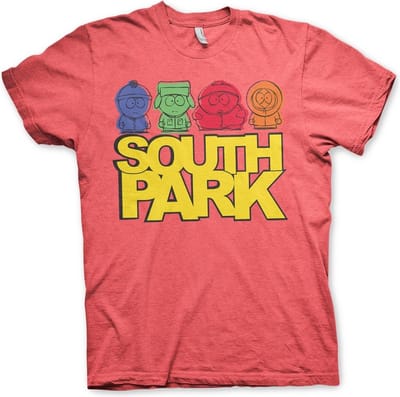 South Park T-shirt met schetsmotief, rood gemêleerd