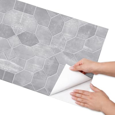 Coloray Meubel Wrap Folie - Grijs Meubelfolie - 50x100 cm - Meubel Wrap Folie Geometrische tegels - Plakfolie Meubels - Minimalist Meubelfolie - Decoratiefolie Zelfklevend - Slaapkamer decoratie - Achtergronden en patronen