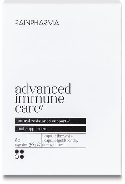 RainPharma Advanced Immune Care - Vitaminen - 60 Capsules - Weerstand & Immuniteit - Vitamine A, C, D - Zink & Seleen - Multivitamine - Met Reishi & Cordyceps - Voedingssupplement - Gezonde Huid & Collageen - Natuurlijke Ondersteuning