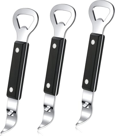 longziming -3-delige Fles- en Blikopener Set – Handmatige Blik- en Flesopener van Roestvrij Staal – Ergonomische Antislip Handgreep – Compact & Sterk – Voor Keuken en Camping
