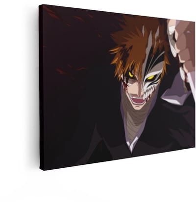 Artaza Canvas Schilderij Ichigo Kurosaki - 120x90 cm - Bleach Anime Wanddecoratie - Muurdecoratie Hollow Masker - Schilderijen Jongens Slaapkamer