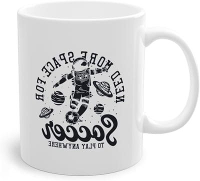 Koffiekop Keramiek - Voetbal mok - Dagelijks gebruik - Uniek voetbalmotief - 330 ml - Wit