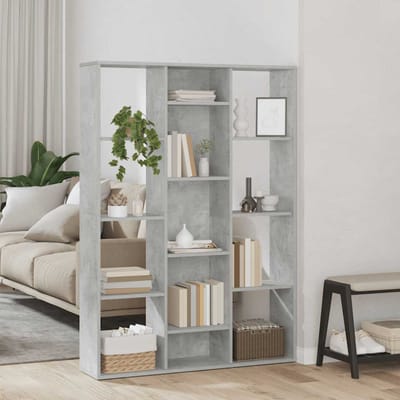 vidaXL - Kamerscherm/boekenkast - 100x24x140 - cm - bewerkt - hout - betongrijs