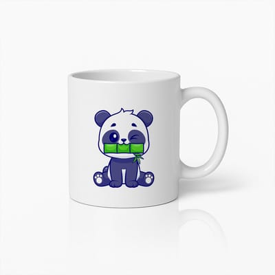 Schattige Knipogende Panda met Bamboe Cartoon Mok – Lief Cadeau voor Dierenliefhebbers