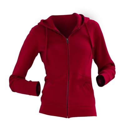 Russell Dames Premium Authentieke Hoodie met rits (3-laagse stof) (Klassiek rood)