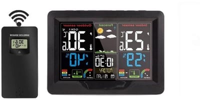 Weerstation Set - Digitale Klok - Weersvoorspelling Binnen - Drie Buiten Sensoren - 3 Sensoren - Zwart