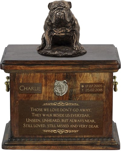 Bulldog IV - Persoonlijke urn met beeldje voor hondenas