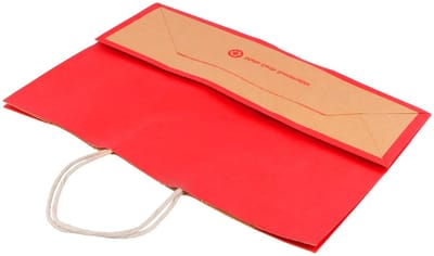 Dailygoods- Papieren Zakken 30 Stuks - Rode Kraftpapieren Zakken - Papieren Draagtassen met Handvat - Versterkte Bodem - Opvouwbaar - Duurzaam 120 g/m²