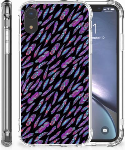 Apple iPhone Xr Doorzichtige Silicone Hoesje Feathers Color
