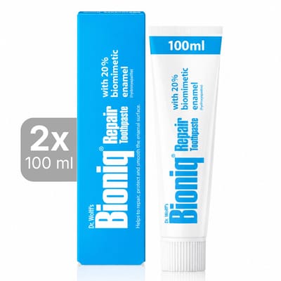 Bioniq Repair Tandpasta | Met biomimetisch tandglazuur (hydroxyapatiet) | Helpt het oppervlak van het tandglazuur te herstellen 2x 100ml