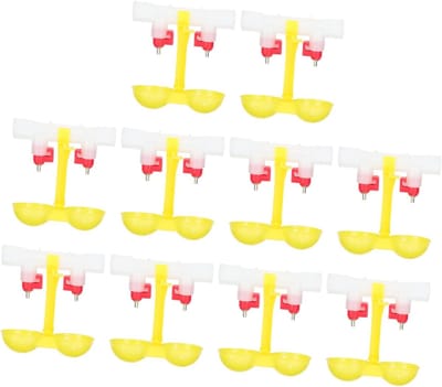 Automatische Drinknippels - Kippen Drinkbakken - Pluimvee Voeden - Waterbesparende Dubbele Kop - 10 stuks - Diverse Kleur