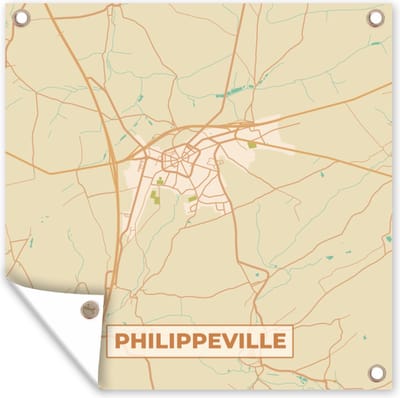 Tuin poster Stadskaart - Vintage - Philippeville - Kaart - Plattegrond - 200x200 cm - Tuindoek
