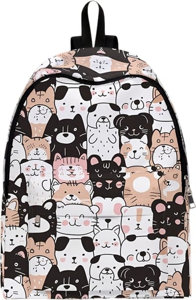 Katten Rugzak | Rugzak dames | Cartoon Katten Rugzak | Kattenpatroon Rugtas | Rugzak Meisje | Poes Rugtas | Mooie rugzakken met Katten | 15 -20 liter | Kinder Rugzak