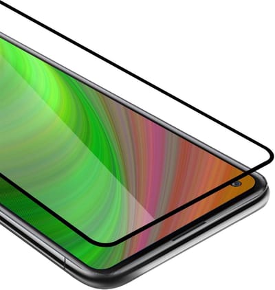Cadorabo Screenprotector geschikt voor Xiaomi RedMi 10X 4G Volledig scherm pantserfolie Beschermfolie in TRANSPARANT met ZWART - Gehard (Tempered) display beschermglas in 9H hardheid met 3D Touch