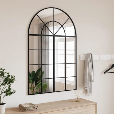 Vidaxl Wandspiegel, Zwart, 80X120 Cm, Met Boogvormige Afwerking, IJzer