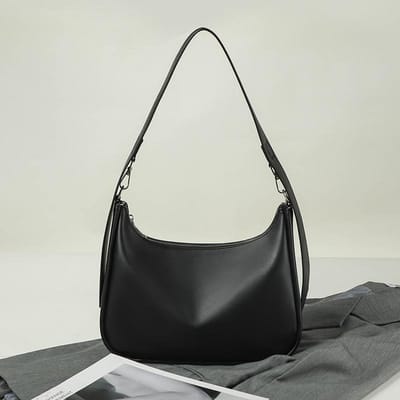 Nouveau sac Crescent en cuir souple pour femme, sac à bandoulière tendance français, sac à aisselle pour femme gray