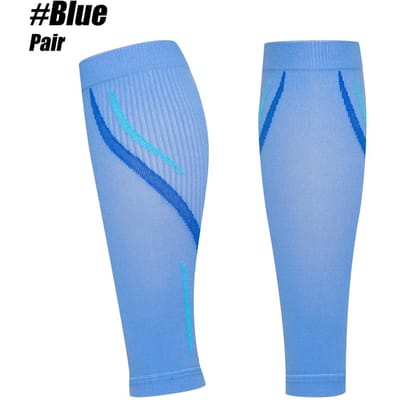 1 Paar Kuitcompressiehoezen 20-30 Mmhg Voor Mannen Vrouwen Sportschool Hardlopen Beenhoes Sokken Zonder Voet L/XL blauw