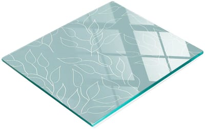 Keukenplank van gehard glas met decoratief bladmotief, 60x52 cm