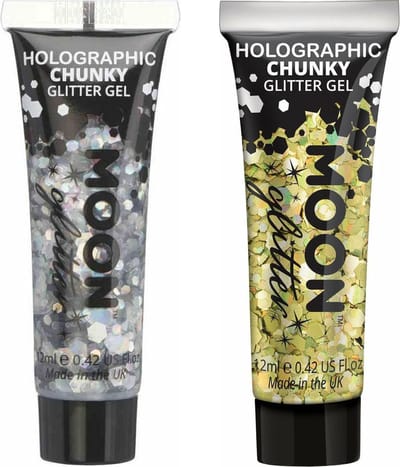 Moon Creations Chunky Glittergel set - voor lichaam en gezicht - zilver/goud