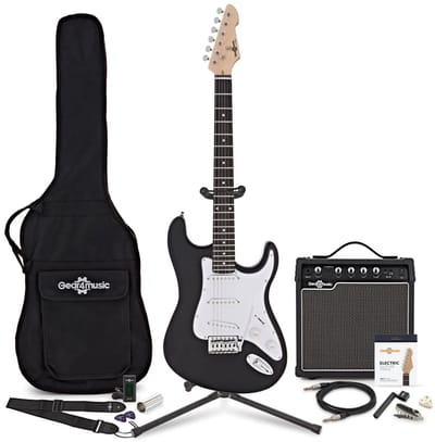 LA Elektrische Gitaar, Zwart, 15W Versterker & Accessoirepakket