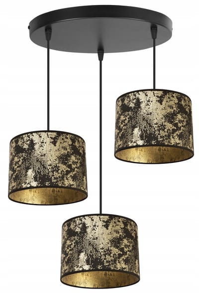 Light-Home WERONA – Hanglamp – 3-lichts – Zwart met gouden kap – Verstelbare hoogte