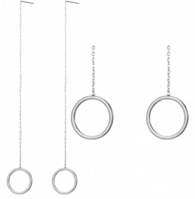 Doorsteek oorbellen- RVS -12.5 cm- cirkel- Charme Bijoux