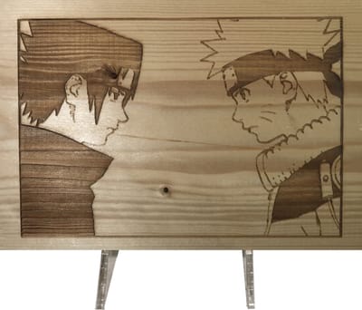 CharredArt - Houten Bord Naruto Vs Sasuke | Hout kunst - Manga - Huis decoratie woonkamer - Wanddecoratie accessoires - Kamer interieur decoraties