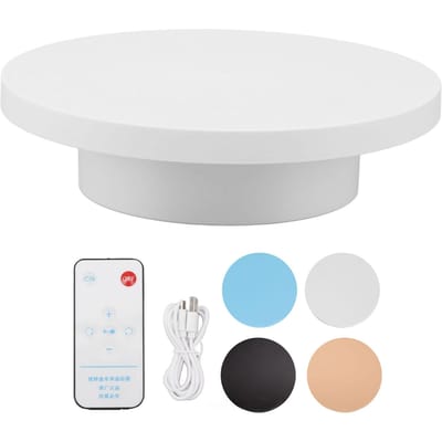 Roterende Displaystandaard Wit Inpluggen Afstandsbediening Draagvermogen 3kg Automatische Roterende Standaard voor Diameter 15cm / 5.9in white