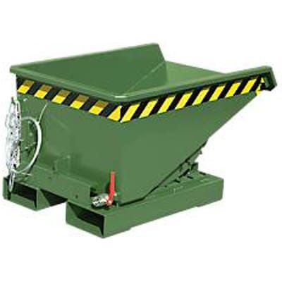 Mini spanencontainer type EXPO-E 150, kabelbediend kantelproces, capaciteit 0,15 m³, tot 750 kg, resedagroen RAL 6011