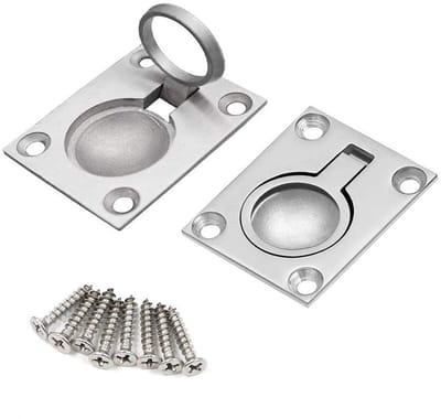 ZEYNOMAX- Flush Ring - 2 Packs - Roestvrij Staal - 49 x 39 mm - Multifunctioneel - Voor Boot/Huis Meubels - Inclusief Bevestigingsschroeven - Trekhaak