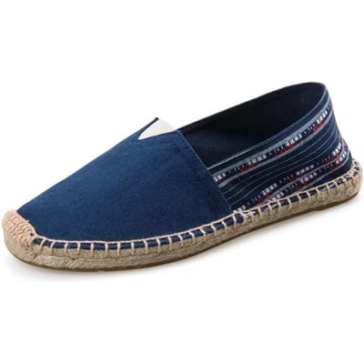 Heren Espadrilles Heren Patchwork Slip on Zomerschoenen Heren Loafers Ademend Canvas Herenschoenen Jute Gewikkeld Damesschoenen Unisex 42 donkerblauwe kleur