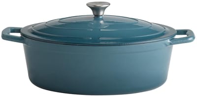 APS Braadpan 5 Stars - gietijzeren braadpan met deksel - turquoise - 33 x 25 cm - 5 liter