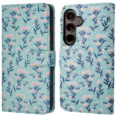 imoshion Hoesje - Geschikt voor Samsung Galaxy S24 - Design Bookcase smartphone - Blue Flowers