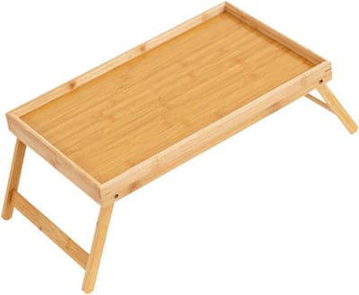 Opvouwbaar Bureau - Bedtafel Laptoptafel - Thuiswerken Studeren - Draagbaar Bamboe Ontwerp - 50x30x23cm - Beige