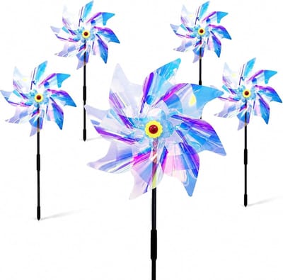 Reflecterende windmolens voor duivenafweer - Vogelverschrikker voor balkon, tuin en terras, kleurverandering, 24/54 cm, 5 stuks