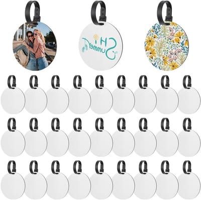 30 Ronde Sublimatie Bagagetags van Wit PVC met 30 Touwen - Aanpasbare Koffer Naamlabels voor Evenementen en Reizen