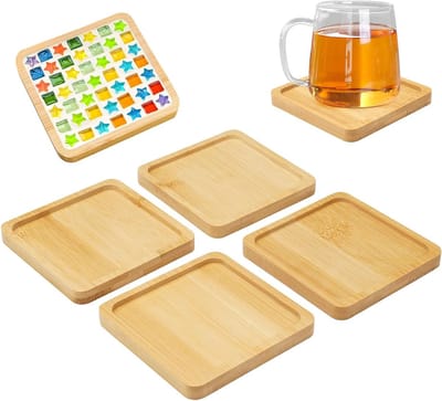 Vierkante Houten Dienbladen 9 cm - Vulbare Mozaïek voor DIY Creaties, Ideaal voor Bloemen, Planten, Thee en Taart